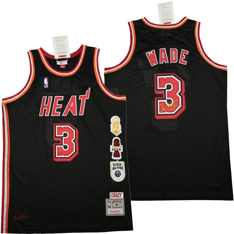 Personalized Heat 3 Dwyane Wade Black honor Throwback Jerseys