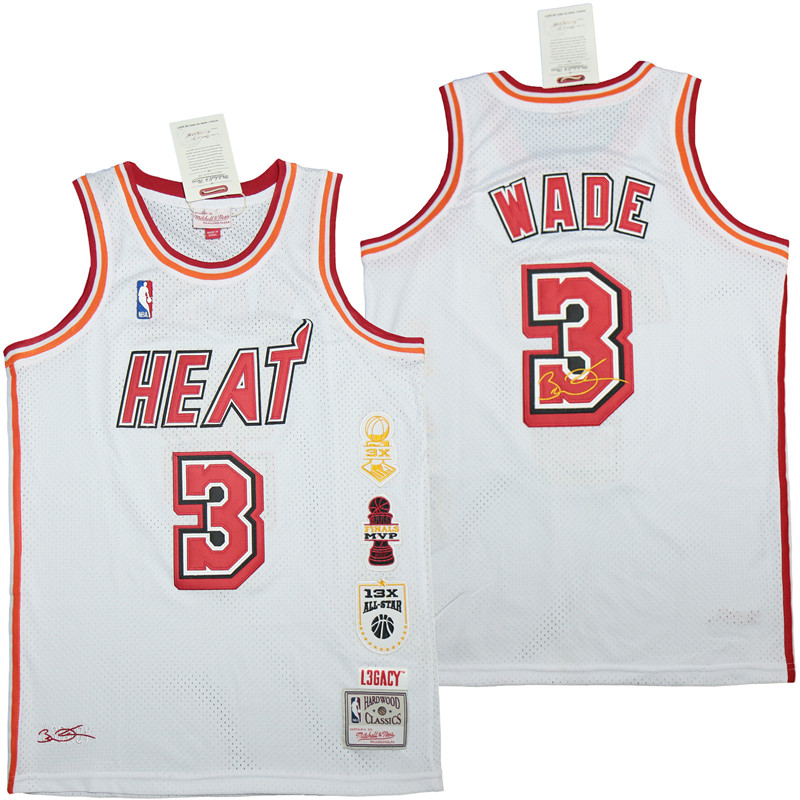Personalized Heat 3 Dwyane Wade White honor Throwback Jerseys