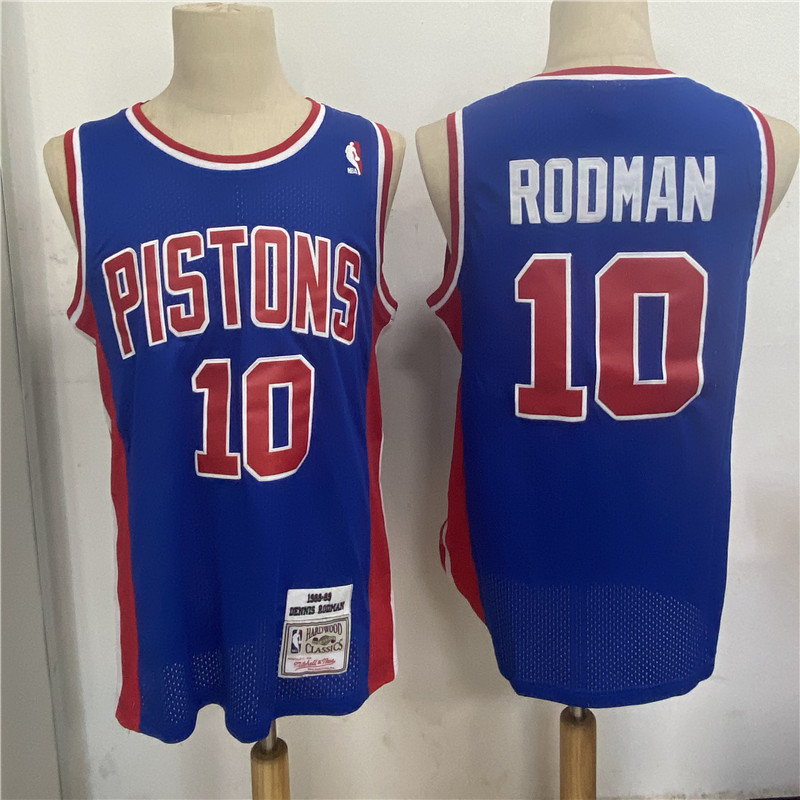 Personalized Pistons 10 Dennis Rodman Blue 1988 89 Hardwood Classics Jersey