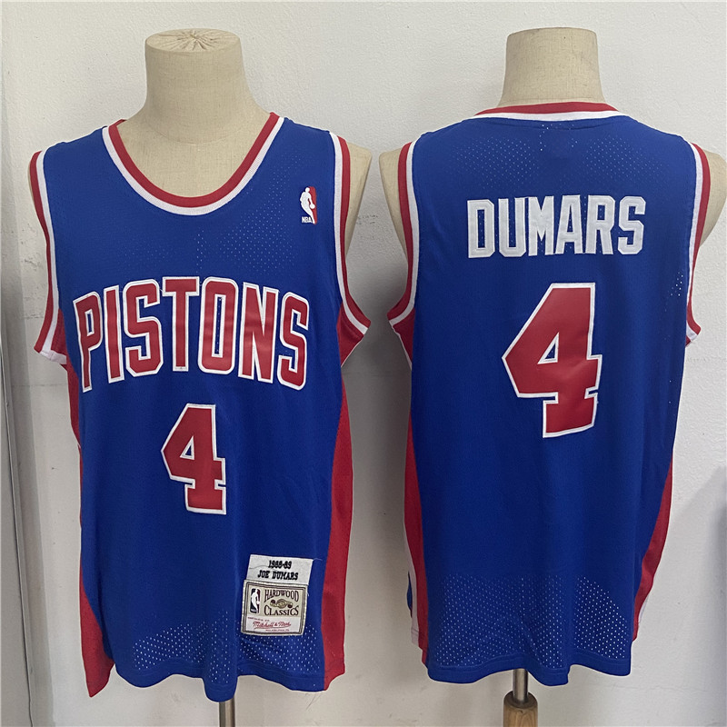 Personalized Pistons 4 Joe Dumars Blue 1988 89 Hardwood Classics Mesh Jersey