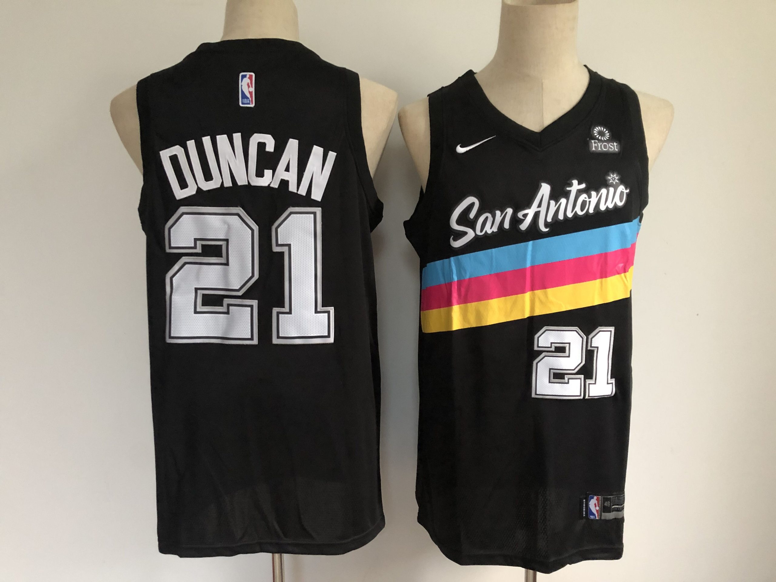 Personalized Men’s San Antonio Spurs #21 Tim Duncan Black 2021 City Edition Swingman Stitched NBA Jersey With The NEW Sponsor Logo