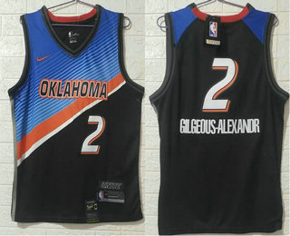 Personalized Men’s Oklahoma City Thunder #2 Shai Gilgeous-Alexander NEW Blue Black 2021 City Edition NBA Swingman Jersey
