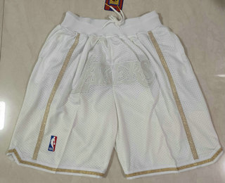 Personalized Men’s Los Angeles Lakers White MVP Just Don Swingman Throwback Shorts