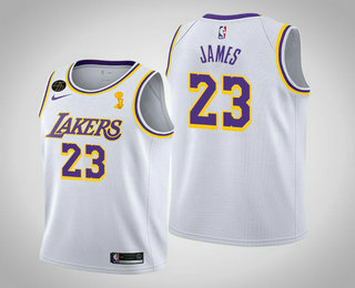 Personalized Men’s Los Angeles Lakers #23 LeBron James 2020 NBA Finals Champions Association White Jersey