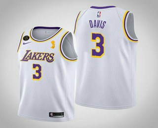 Personalized Men’s Los Angeles Lakers #3 Anthony Davis 2020 NBA Finals Champions Association White Jersey