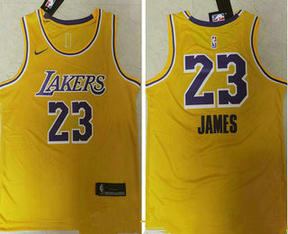 Personalized Men’s Los Angeles Lakers #23 LeBron James Yellow NEW 2021 Swingman Stitched NBA Jersey_1