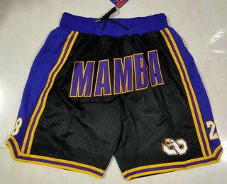 Personalized Men’s Los Angeles Lakers #8 #24 Kobe Bryant Black Mamba Black Just Don Swingman Throwback Shorts