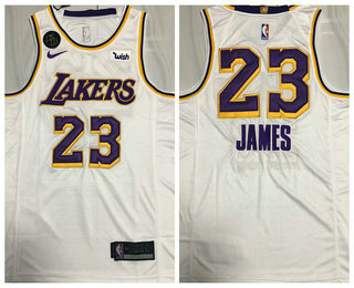 Personalized Men’s Los Angeles Lakers #23 LeBron James White With KB Patch NEW 2021 Wish AU Stitched NBA Jersey