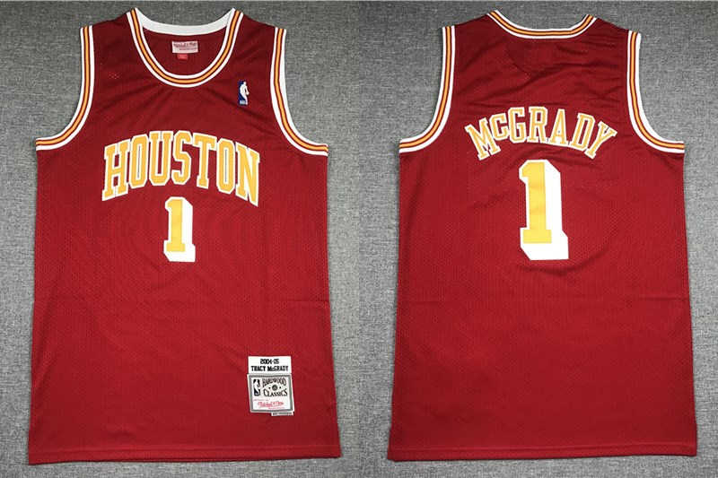 Personalized Men’s Houston Rockets #1 Tracy McGrady Red 2004-05 Hardwood Classics Soul Swingman Throwback Jersey