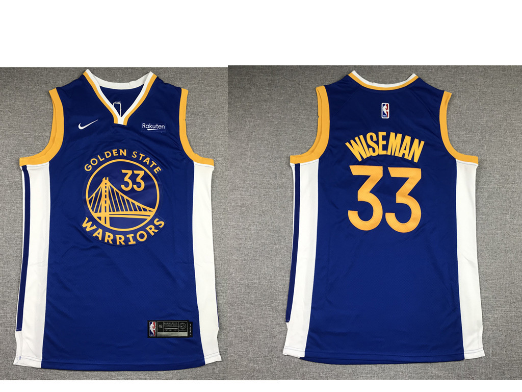 Personalized Men’s Golden State Warriors #33 James Wiseman Blue 2019 Swingman NEW Rakuten Logo Stitched NBA Jersey