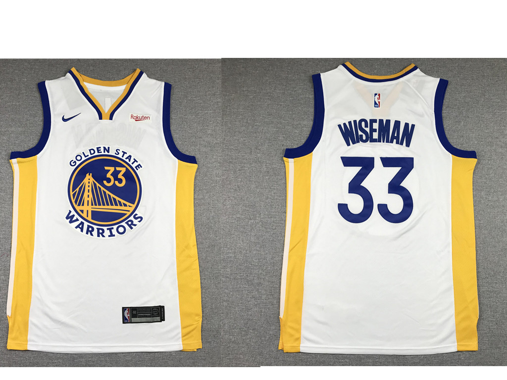 Personalized Men’s Golden State Warriors #33 James Wiseman White 2019 Swingman NEW Rakuten Logo Stitched NBA Jersey