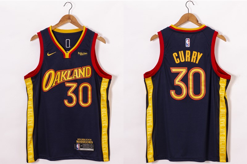 Personalized Men’s Golden State Warriors #30 Stephen Curry Black NEW 2021 City Edition Stitched Jersey With Sponsor Logo