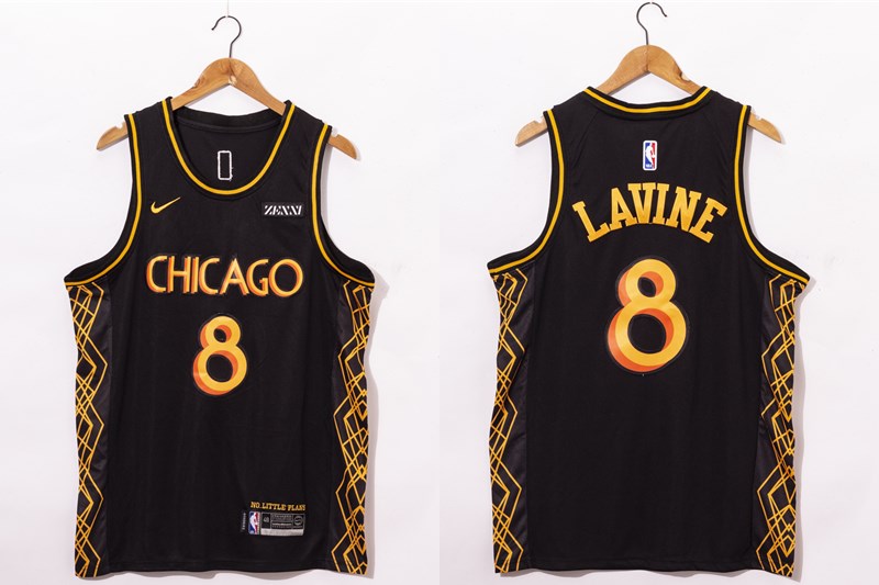 Personalized Men’s Chicago Bulls #8 Zach LaVine NEW Black 2021 Swingman City Edition Jersey