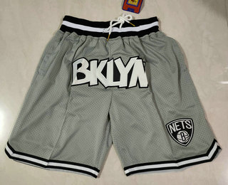 Personalized Men’s Brooklyn Nets Grey Just Don Swingman Throwback Shorts