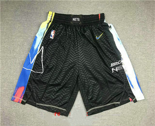 Personalized Men’s Brooklyn Nets NEW Black 2021 City Edition Swingman Stitched NBA Shorts