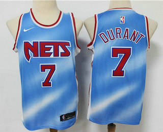 Personalized Men’s Brooklyn Nets #7 Kevin Durant Blue 2020-21 Hardwood Classics Stitched NBA Jersey