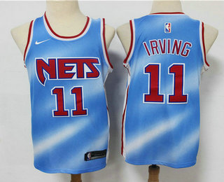 Personalized Men’s Brooklyn Nets #11 Kyrie Irving Blue 2020-21 Hardwood Classics Stitched NBA Jersey