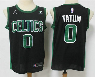 Personalized Men’s Boston Celtics #0 Jayson Tatum Black 2021 Brand Jordan Swingman Stitched NBA Jersey With NEW Sponsor Logo