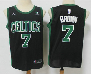 Personalized Men’s Boston Celtics #7 Jaylen Brown Black 2021 Brand Jordan Swingman Stitched NBA Jersey With NEW Sponsor Logo