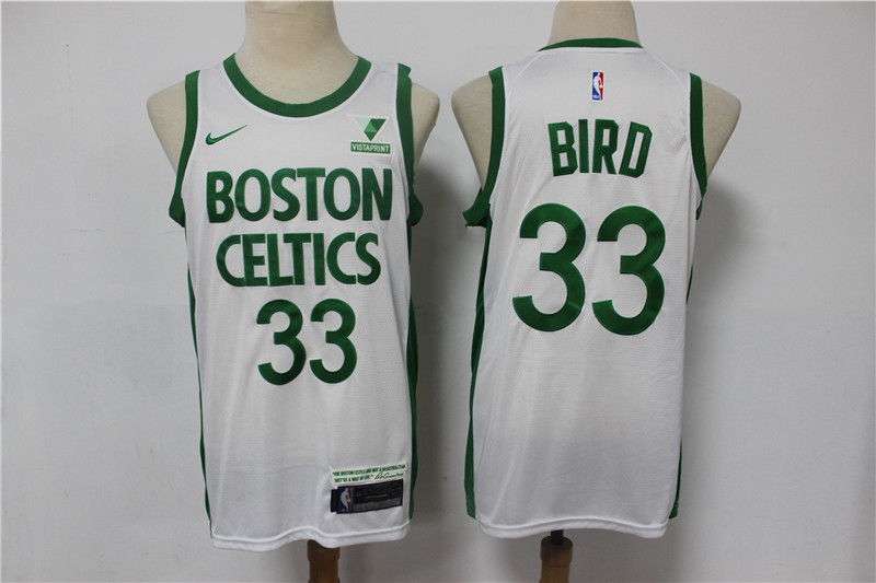 Personalized Men’s Boston Celtics #33 Larry Bird White 2021 City Edition Swingman Stitched NBA Jersey With The Sponsor Logo