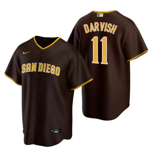 Personalized San Diego Padres #11 Yu Darvish Brown Trade Road Coolbase Jersey