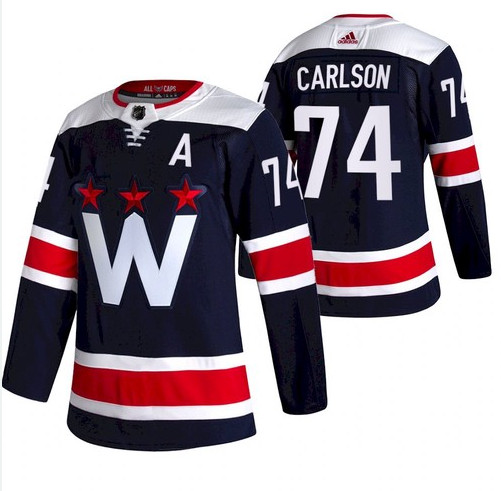 Personalized Men’s Washington Capitals #74 John Carlson NEW Navy Blue Stitched NHL Jersey