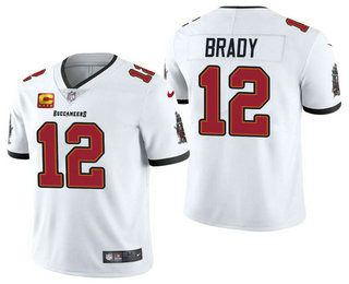 Personalized Men’s Tom Brady Tampa Bay Buccaneers White Captain Patch Limited Jersey
