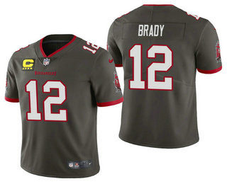 Personalized Men’s Tom Brady Tampa Bay Buccaneers Pewter Captain Patch Limited Jersey