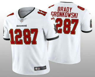 Personalized Men’s Tampa Bay Buccaneers #12 Tom Brady #87 Rob Gronkowski CP Player White Untouchable Stitched Limited NFL Jersey
