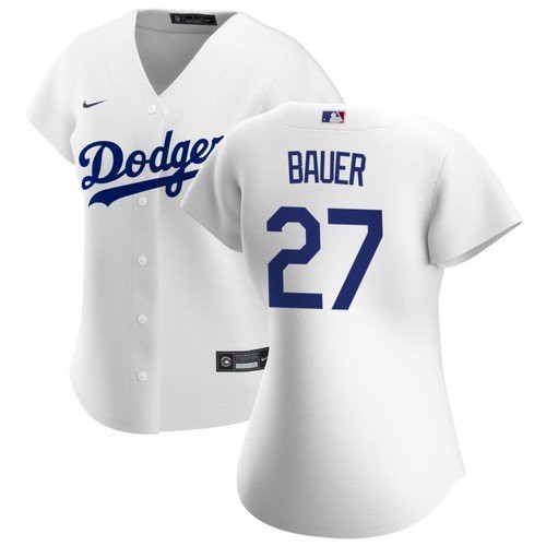 Personalized Women’s Los Angeles Dodgers #27 Trevor Bauer White Jersey