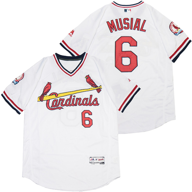 Personalized Cardinals 6 Stan Musial White Flexbase Jersey