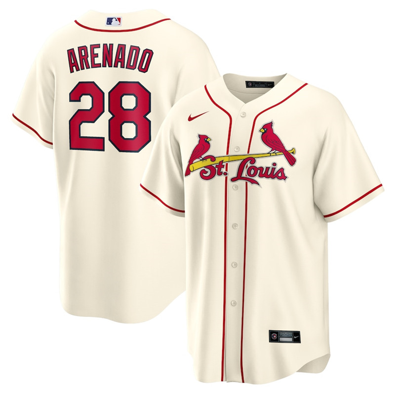 Personalized Cardinals 28 Nolan Arenado Cream Cool Base Jersey