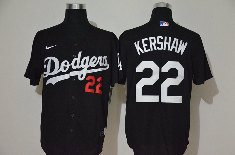 Personalized Men’s Los Angeles Dodgers #22 Clayton Kershaw Black Stitched MLB Cool Base Jersey