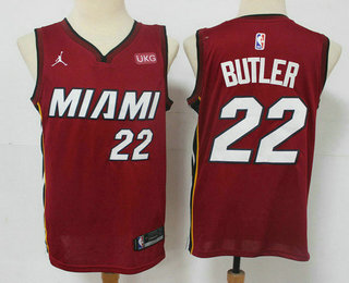 Personalized Men’s Miami Heat #22 Jimmy Butler Red 2020 Brand Jordan Swingman Stitched NBA Jersey With The NEW Sponsor Logo