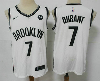 Personalized Men’s Brooklyn Nets #7 Kevin Durant 2021 White Swingman Stitched NBA Jersey With The NEW Sponsor Logo