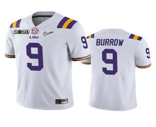Personalized Men’s LSU Tigers #9 Joe Burrow White 2020 National Championship Game Jersey
