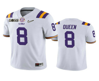 Personalized Men’s LSU Tigers #8 Patrick Queen White 2020 National Championship Game Jersey