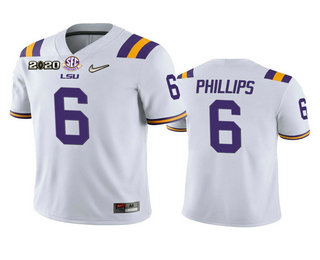 Personalized Men’s LSU Tigers #6 Jacob Phillips White 2020 National Championship Game Jersey