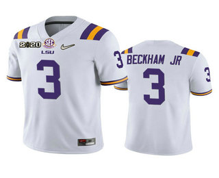 Personalized Men’s LSU Tigers #3 Odell Beckham Jr. White 2020 National Championship Game Jersey