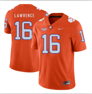 Personalized Men’s Clemson Tigers #16 Trevor Lawrence Orange Jersey
