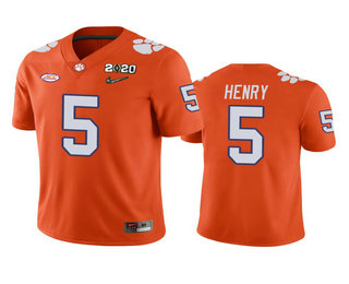 Personalized Men’s Clemson Tigers #5 K.J. Henry Orange 2020 National Championship Game Jersey