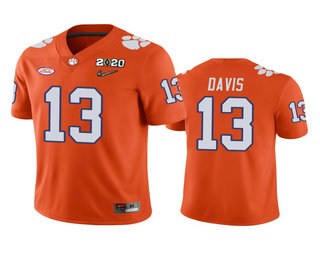 Personalized Men’s Clemson Tigers #13 Tyler Davis Orange 2020 National Championship Game Jersey
