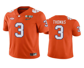 Personalized Men’s Clemson Tigers #3 Xavier Thomas Orange 2020 National Championship Game Jersey
