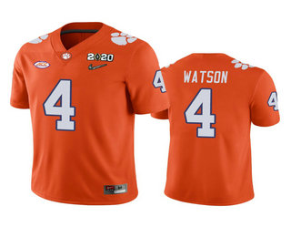 Personalized Men’s Clemson Tigers #4 Deshaun Watson Orange 2020 National Championship Game Jersey