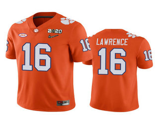 Personalized Men’s Clemson Tigers #16 Trevor Lawrence Orange 2020 National Championship Game Jersey