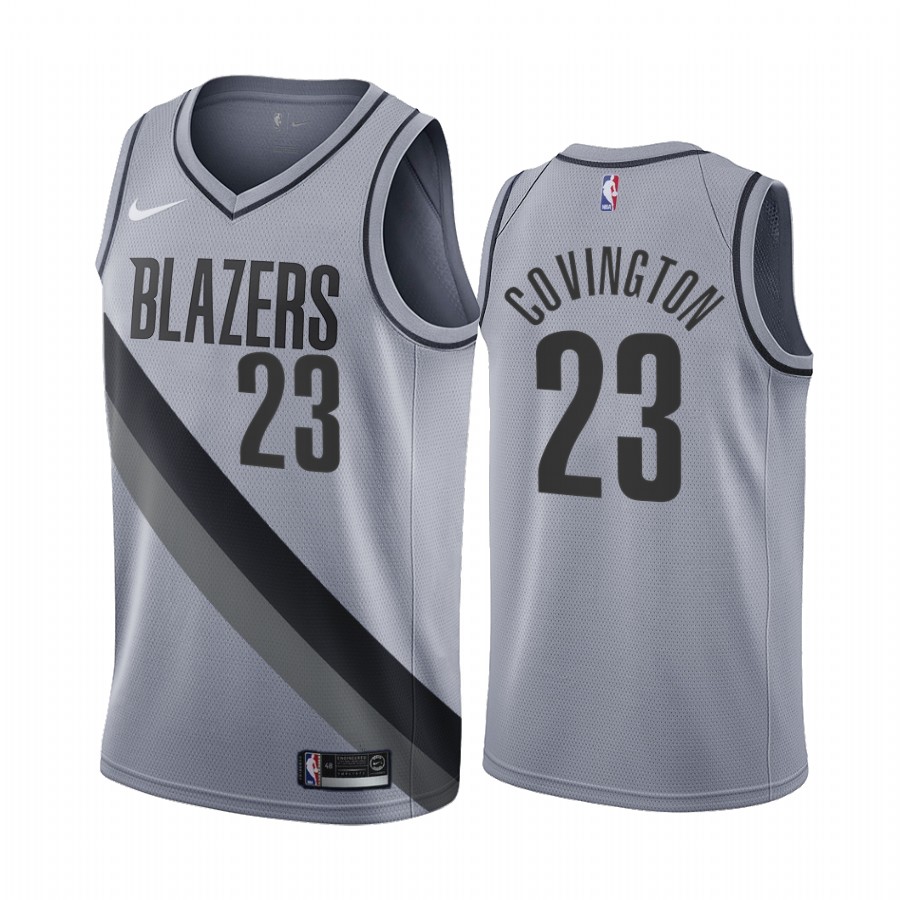 Personalized Portland Trail Blazers #23 Robert Covington Gray NBA Swingman 2020-21 Earned Edition Jersey