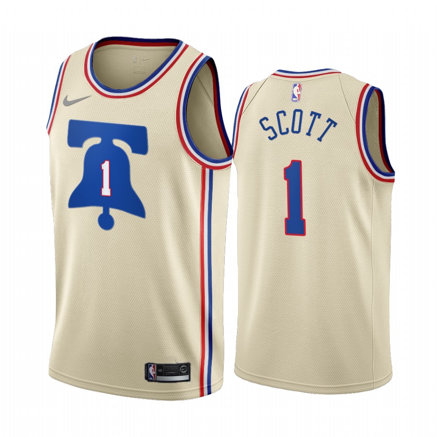 Personalized Philadelphia 76ers #1 Mike Scott Cream NBA Swingman 2020-21 Earned Edition Jersey