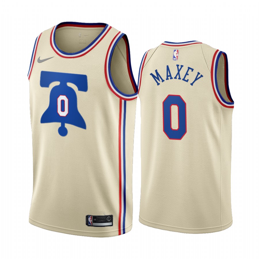 Personalized Philadelphia 76ers #0 Tyrese Maxey Cream NBA Swingman 2020-21 Earned Edition Jersey
