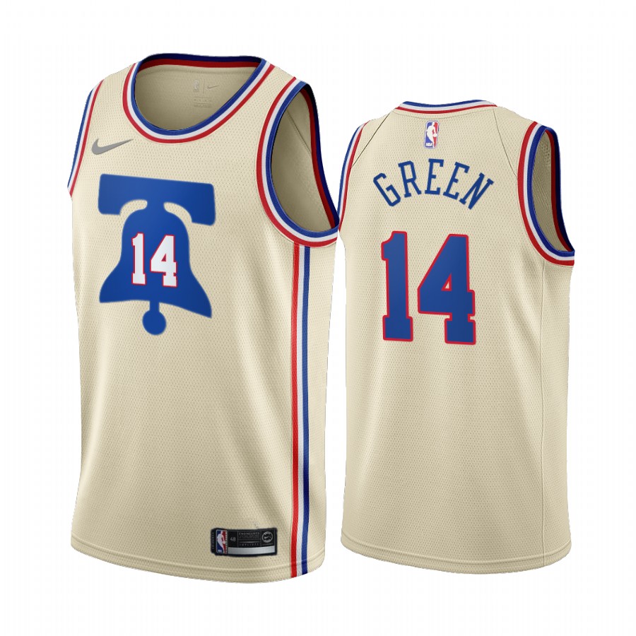 Personalized Philadelphia 76ers #14 Danny Green Cream NBA Swingman 2020-21 Earned Edition Jersey