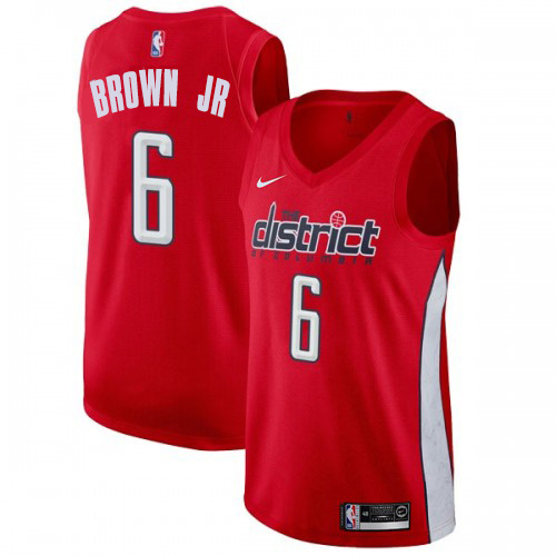 Personalized Wizards #6 Troy Brown Jr Red NBA Swingman Earned Edition Jersey